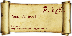 Papp Ágost névjegykártya